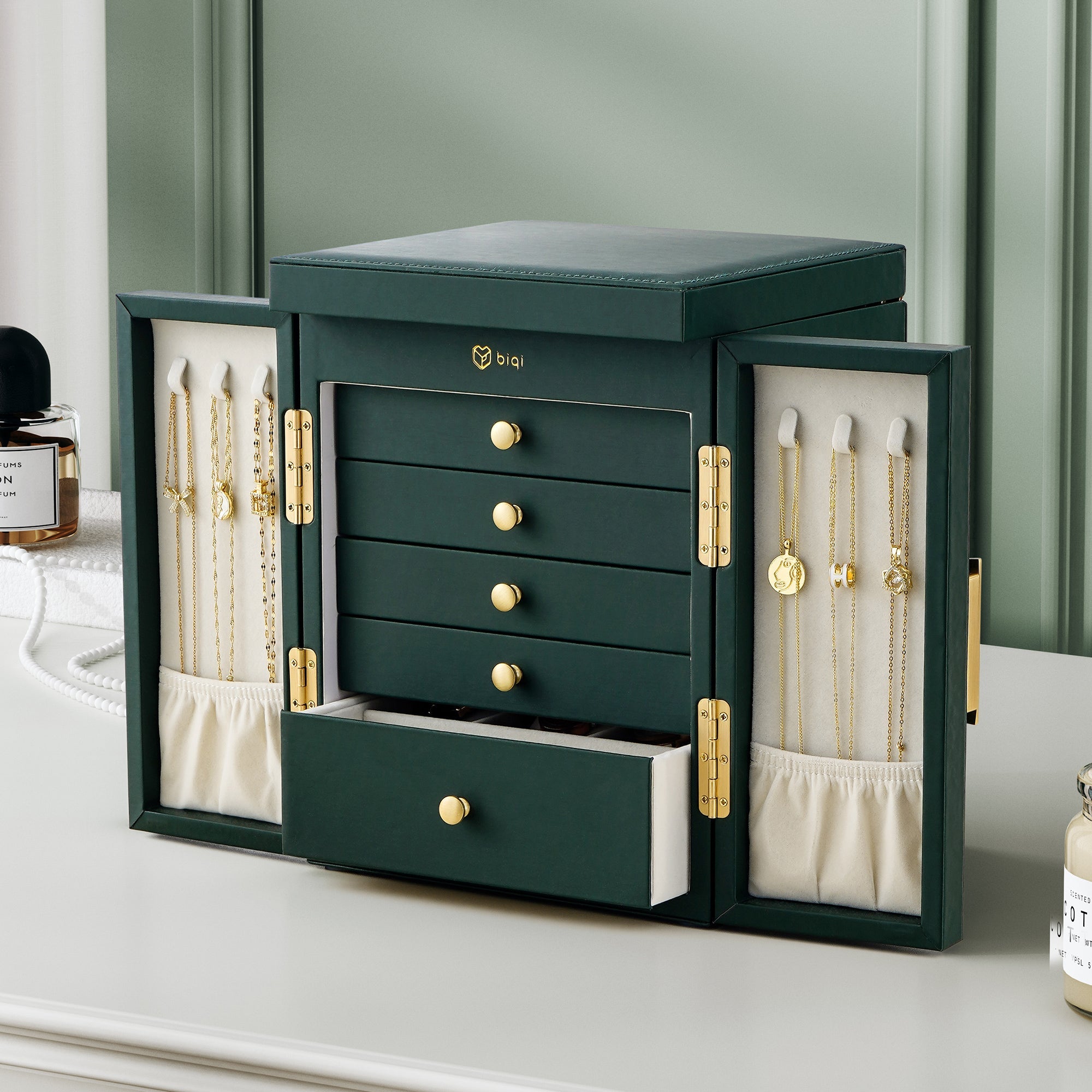 CASEGRACE 6-Tier Jewelry Organizer Box with Mirror