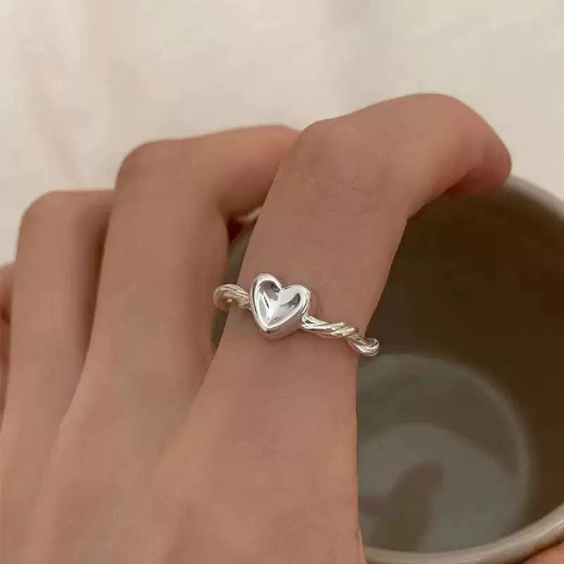 Minimalist Ring Set Twisted Pattern Weaving Ring,Heart Ring