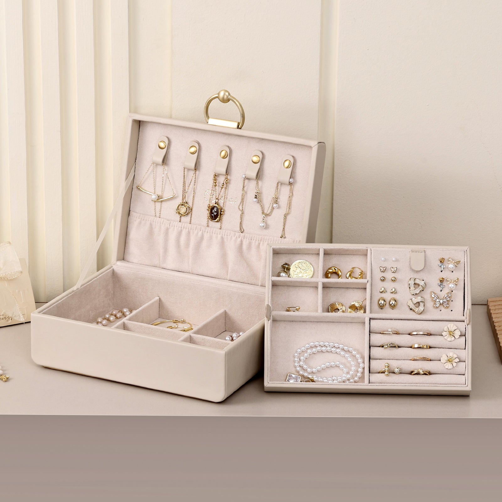 2-Layer Jewelry Box with Removable Jewelry Tray