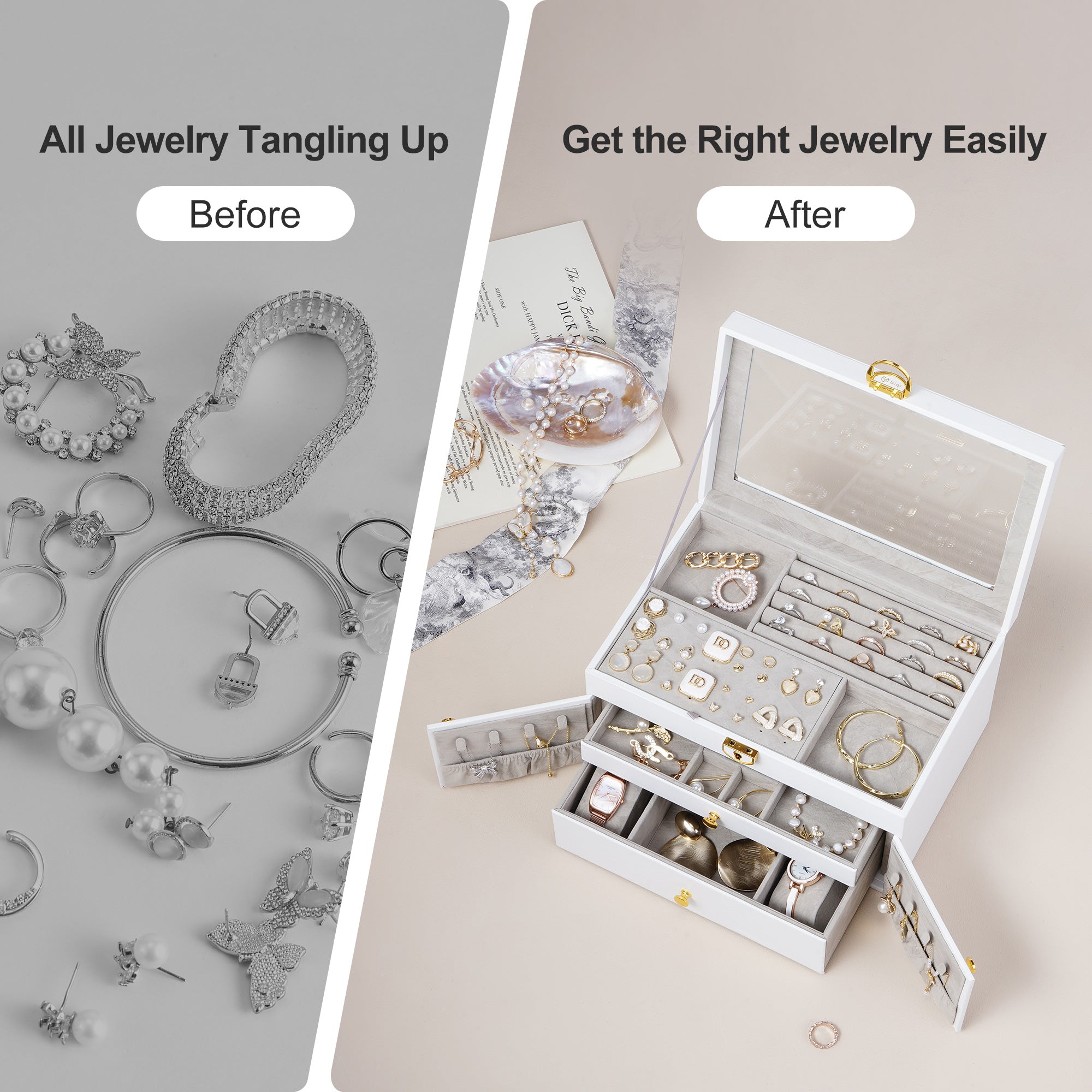 Clear Lid Jewelry Box 3 Layers Jewelry Organizer