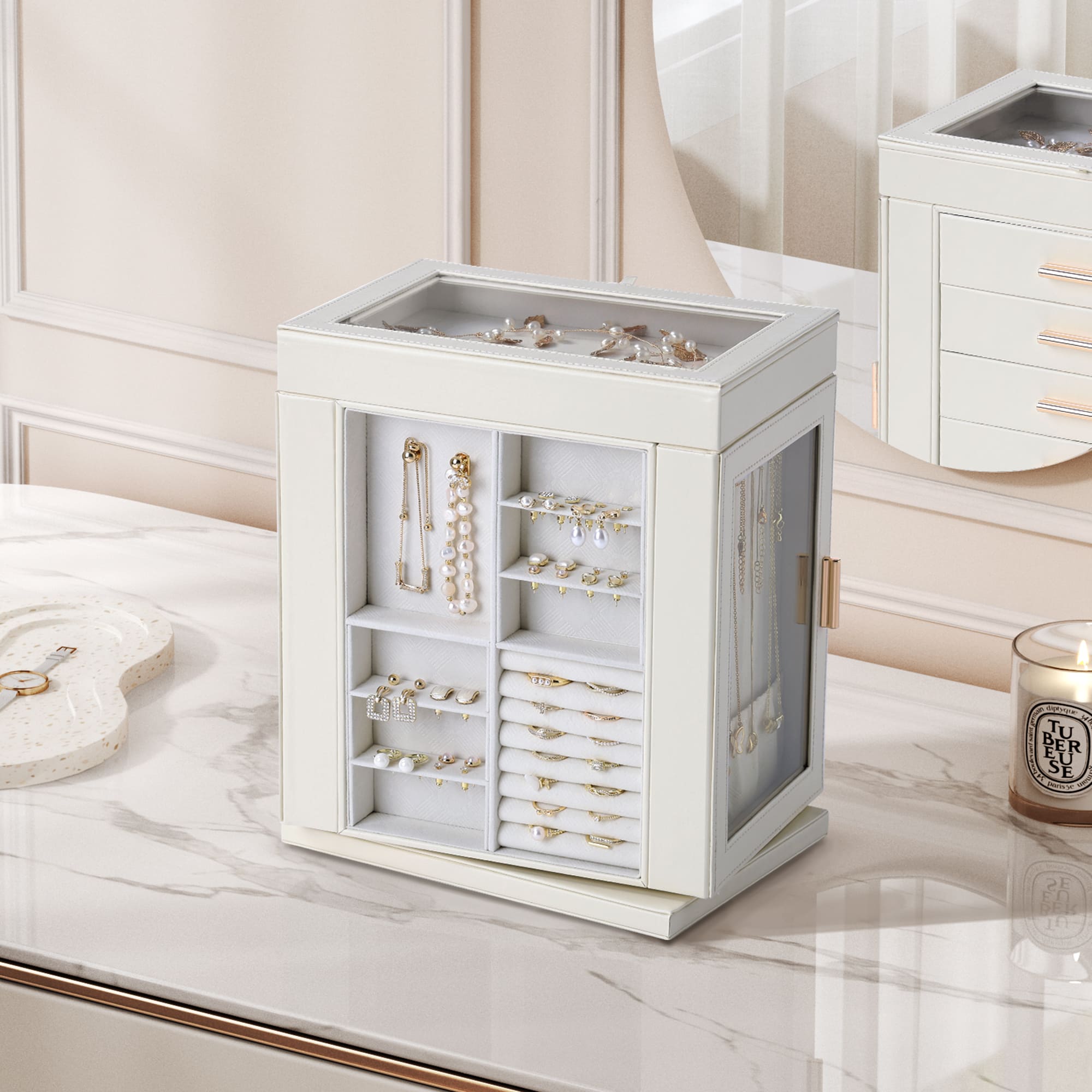 CASEGRACE 6-Tier Jewelry Box 360° Rotating