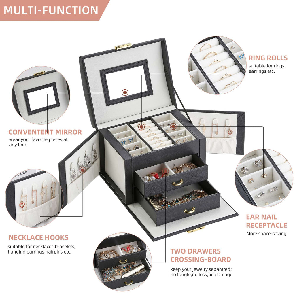 PU Leather Jewelry Storage Box Travel Jewelry Organizer