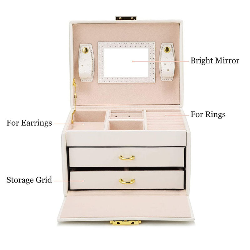 Casegrace Fashion PU Leather Jewelry Box Lockable Display Box