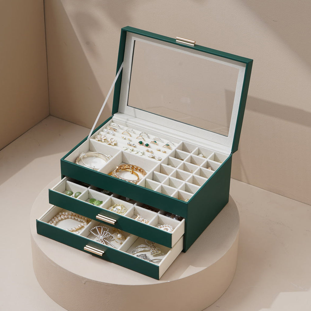 3-Layer Faux Leather Jewelry Box
