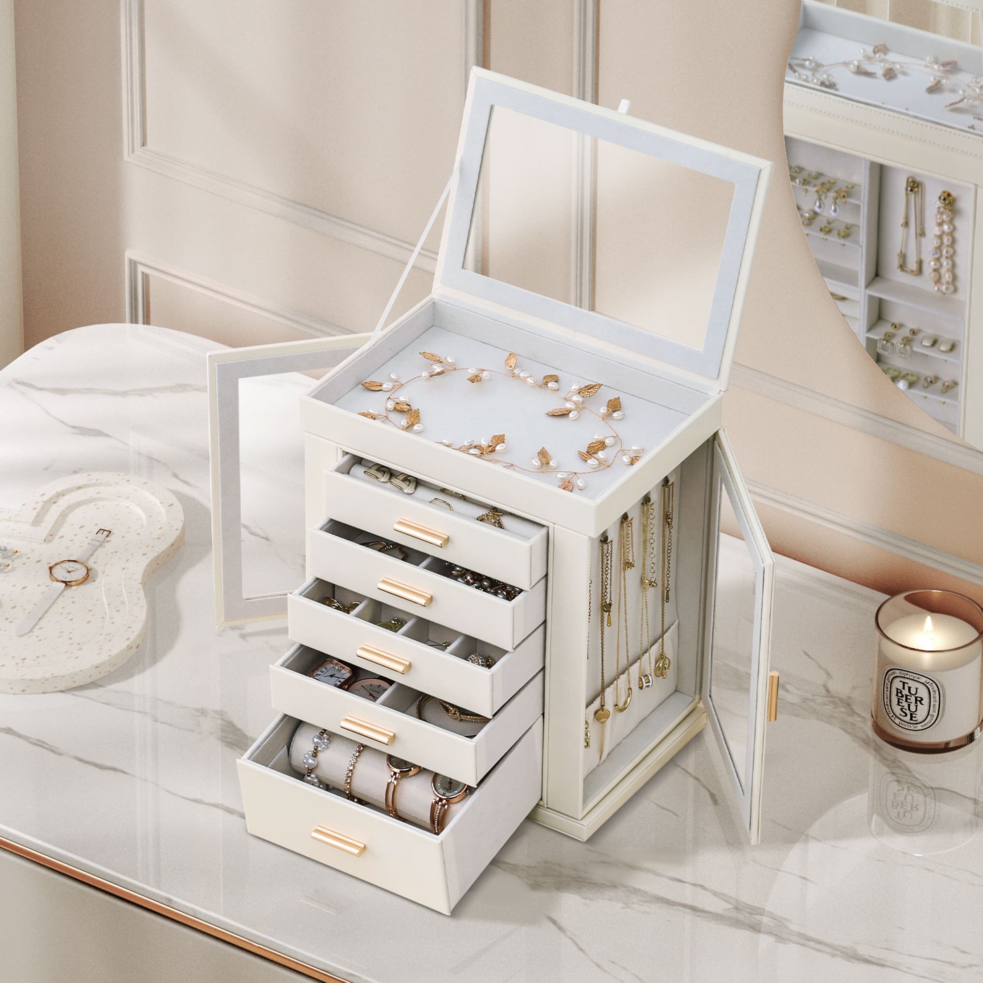 CASEGRACE 6-Tier Jewelry Box 360° Rotating