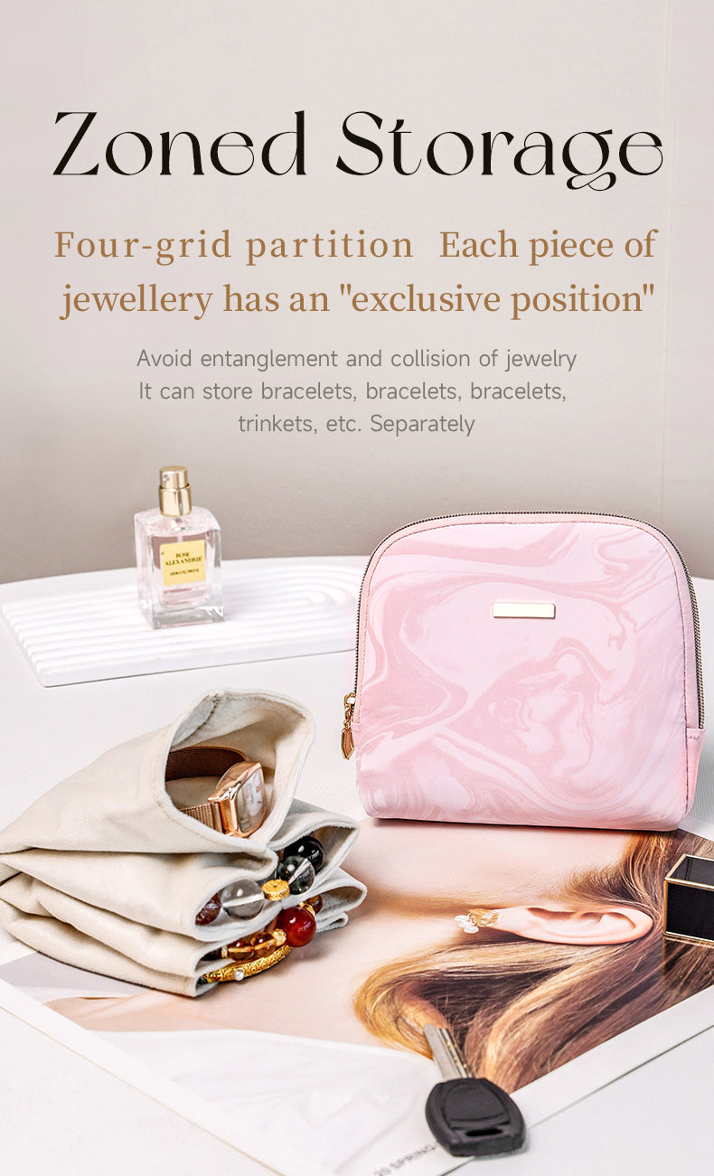 CASEGRACE  Small Travel Jewelry Case,Jewelry Pouch Bags with Zipper