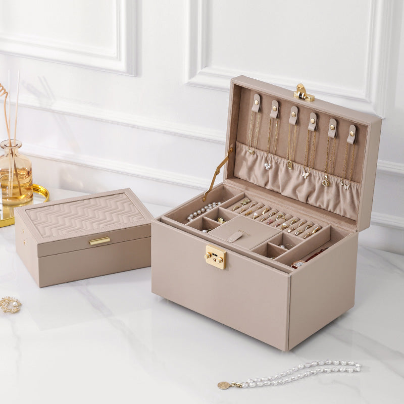 3-Tier Jewelry Organizer Box with 2 Drawers,Large Storage Capacity