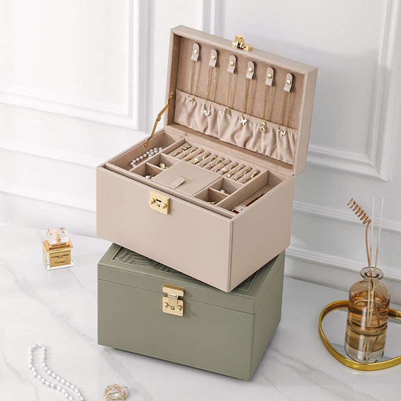 3-Tier Jewelry Organizer Box with 2 Drawers,Large Storage Capacity