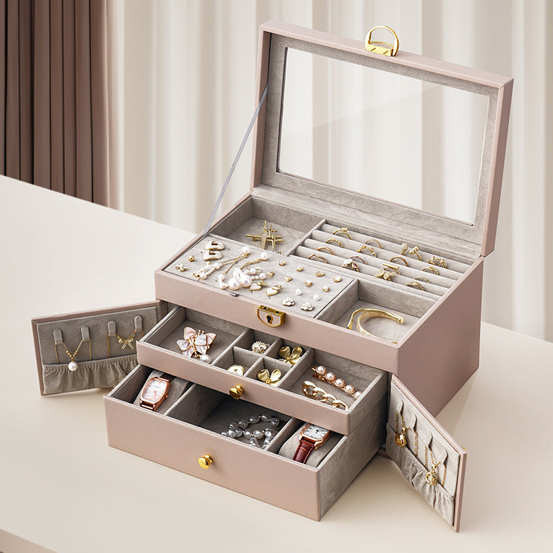 Clear Lid Jewelry Box 3 Layers Jewelry Organizer