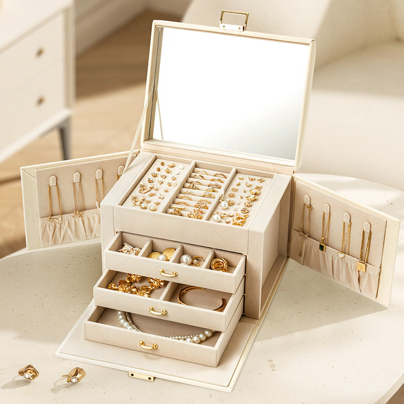 Jewelry Box 4-Tier with Handle Mirror