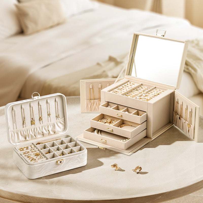 Jewelry Box 4-Tier with Handle Mirror