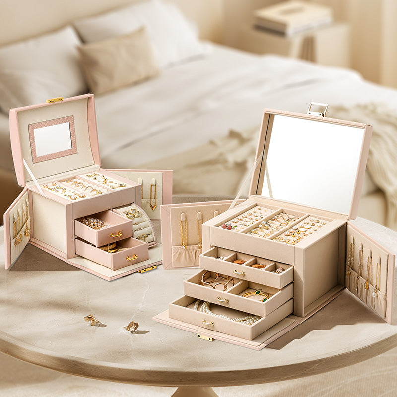 Jewelry Box 4-Tier with Handle Mirror