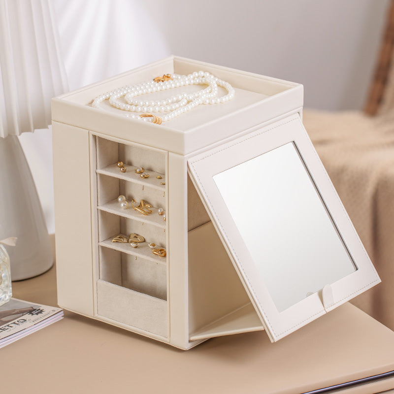 CASEGRACE 360° Rotating Jewelry Box with Mirrors