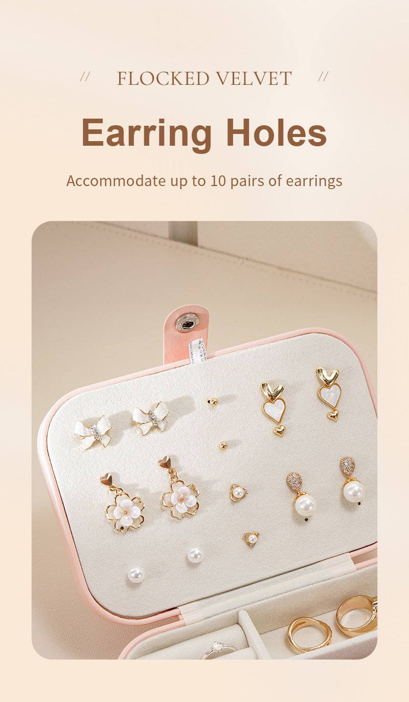 Casegrace Portable Travel Leather Jewelry Box for Earring Necklace Ring Organizer