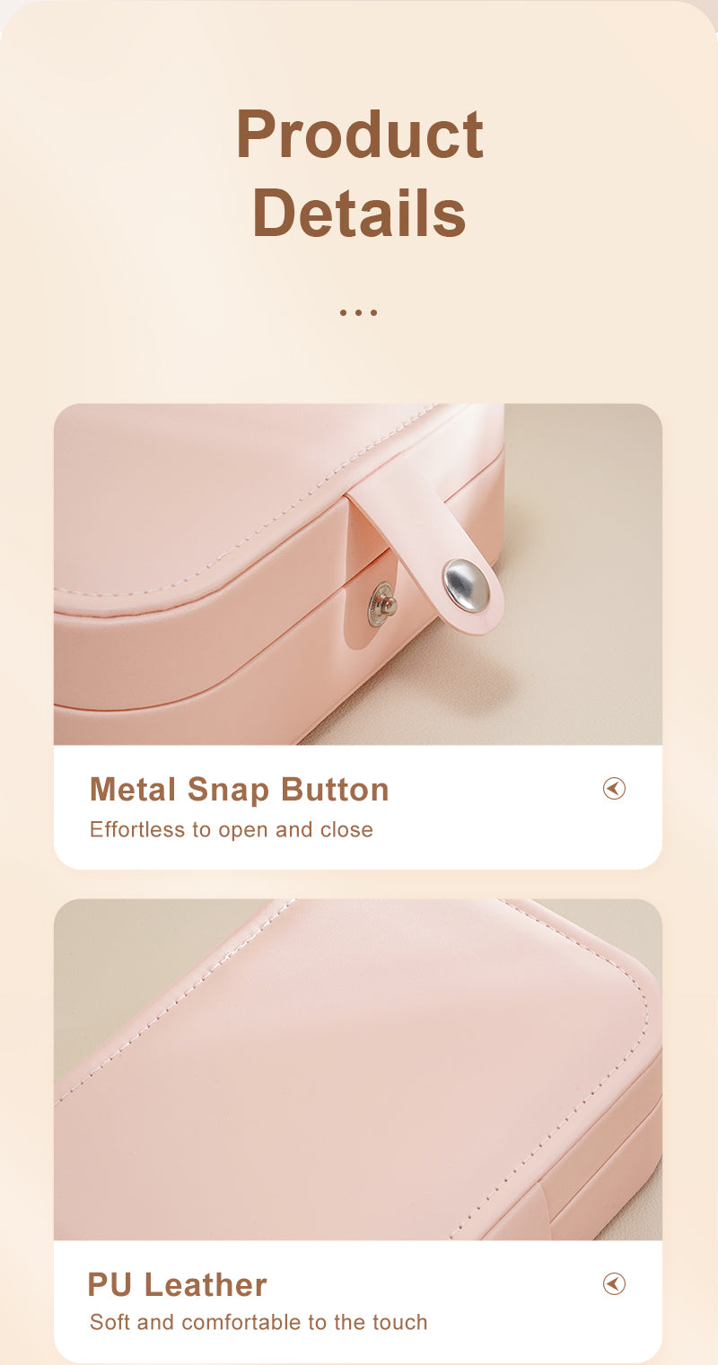 Casegrace Portable Travel Leather Jewelry Box for Earring Necklace Ring Organizer