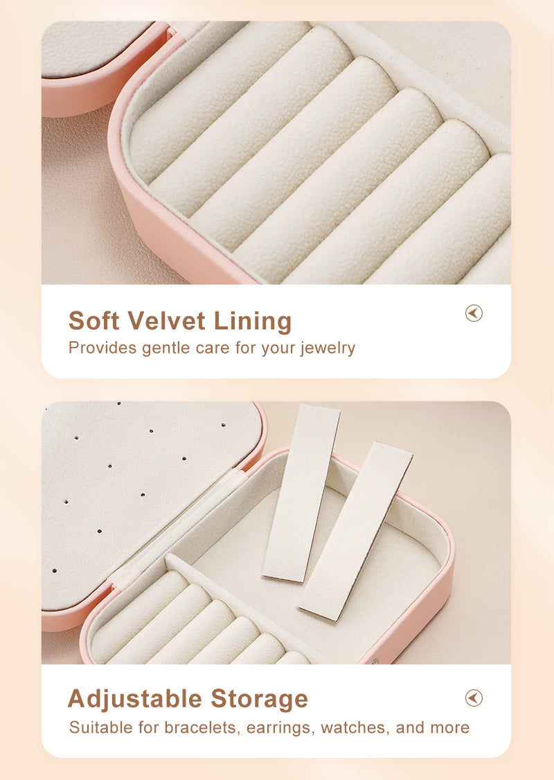 Casegrace Portable Travel Leather Jewelry Box for Earring Necklace Ring Organizer