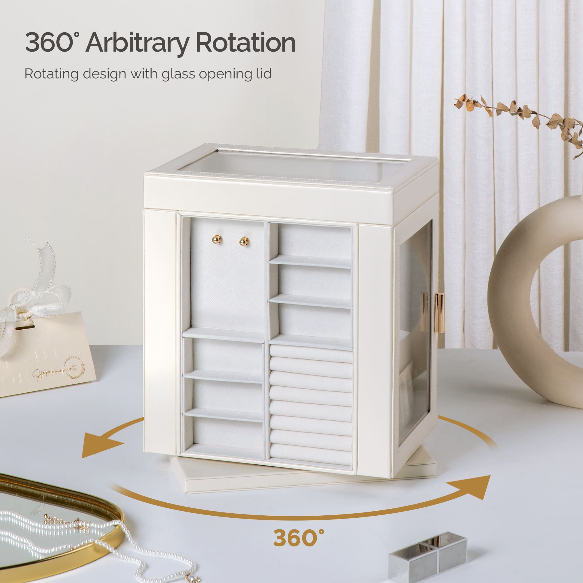 CASEGRACE 6-Tier Jewelry Box 360° Rotating