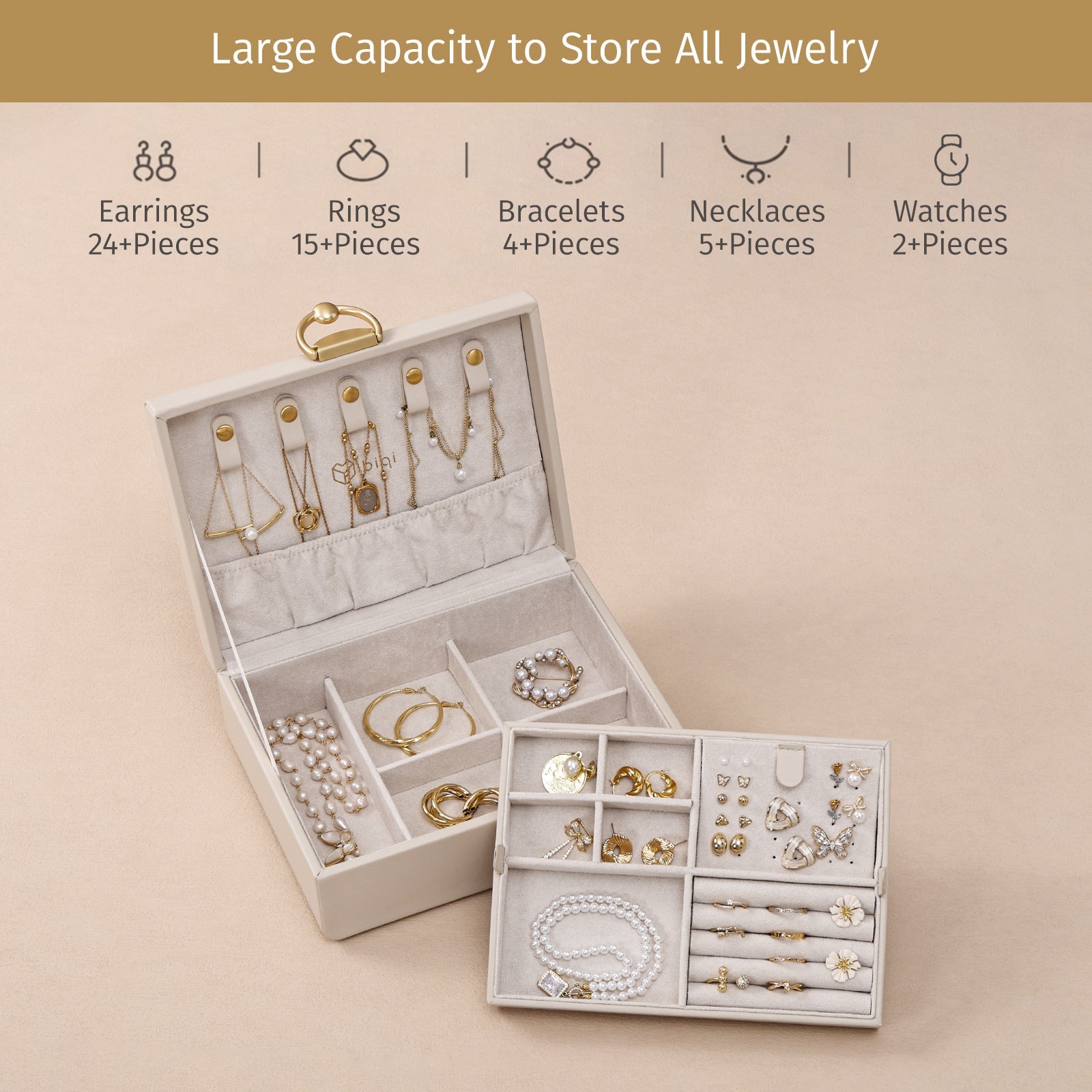 2-Layer Jewelry Box with Removable Jewelry Tray