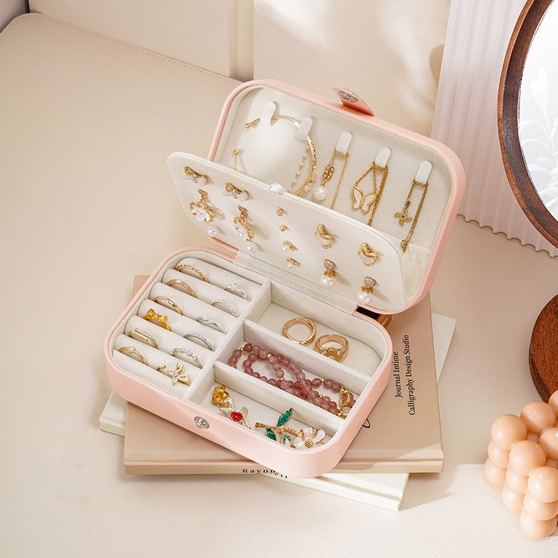 Casegrace Portable Travel Leather Jewelry Box for Earring Necklace Ring Organizer