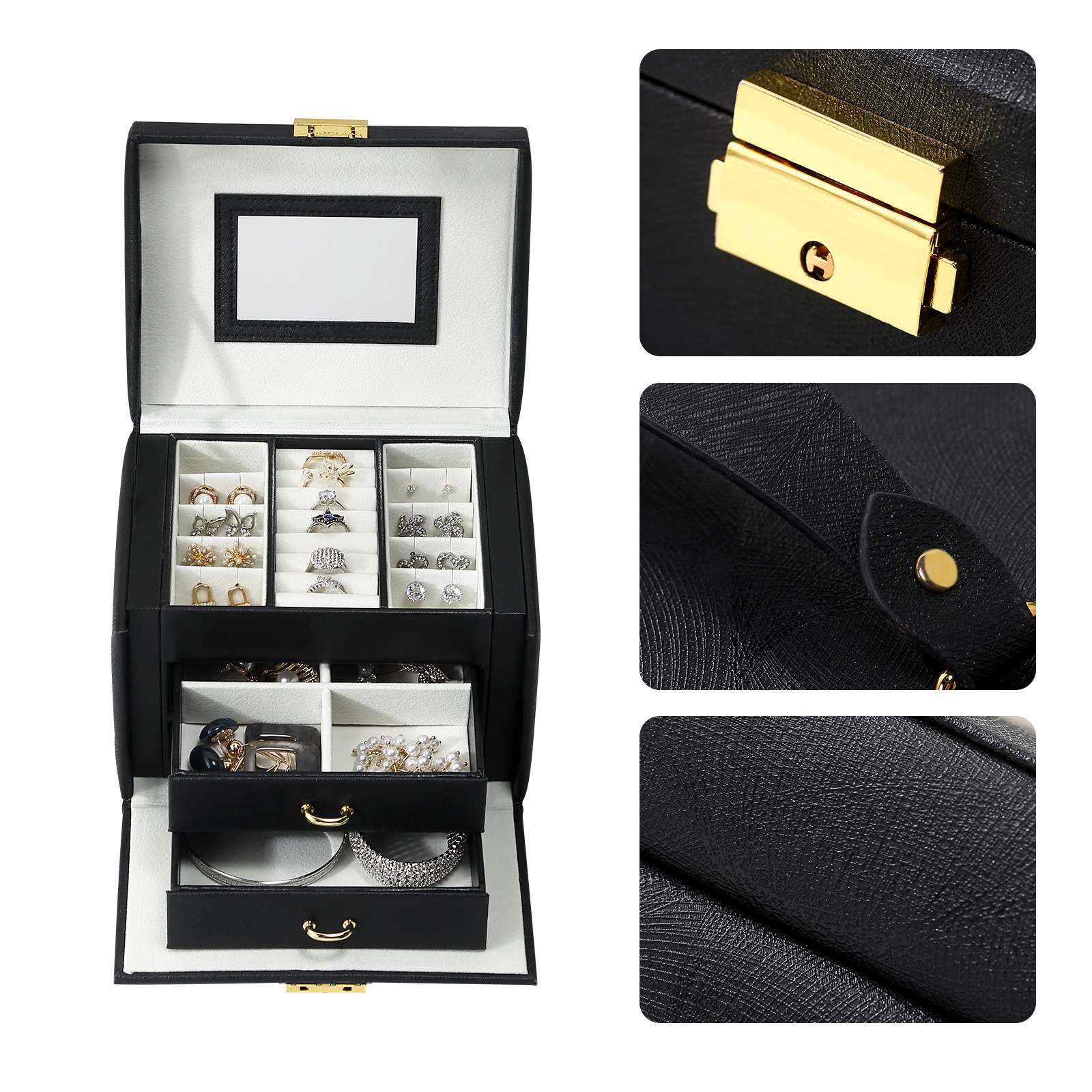 PU Leather Jewelry Storage Box Travel Jewelry Organizer