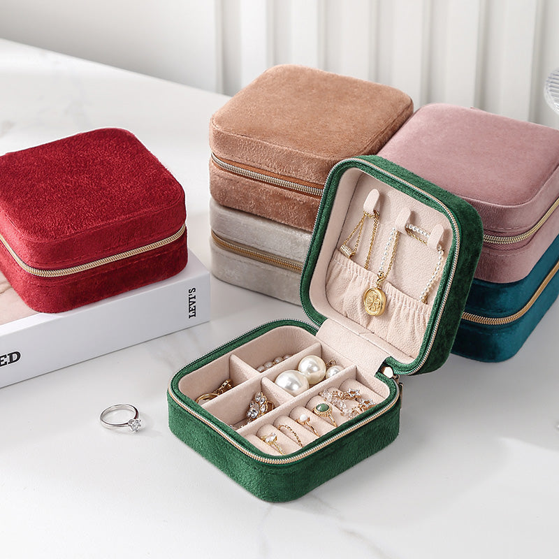 Velvet Travel Jewelry Box Organizer