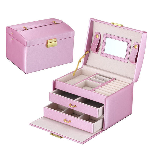 Casegrace Fashion PU Leather Jewelry Box Lockable Display Box