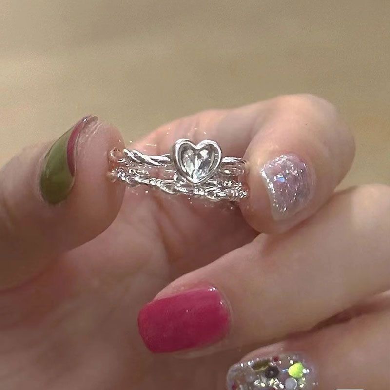 Minimalist Ring Set Twisted Pattern Weaving Ring,Heart Ring