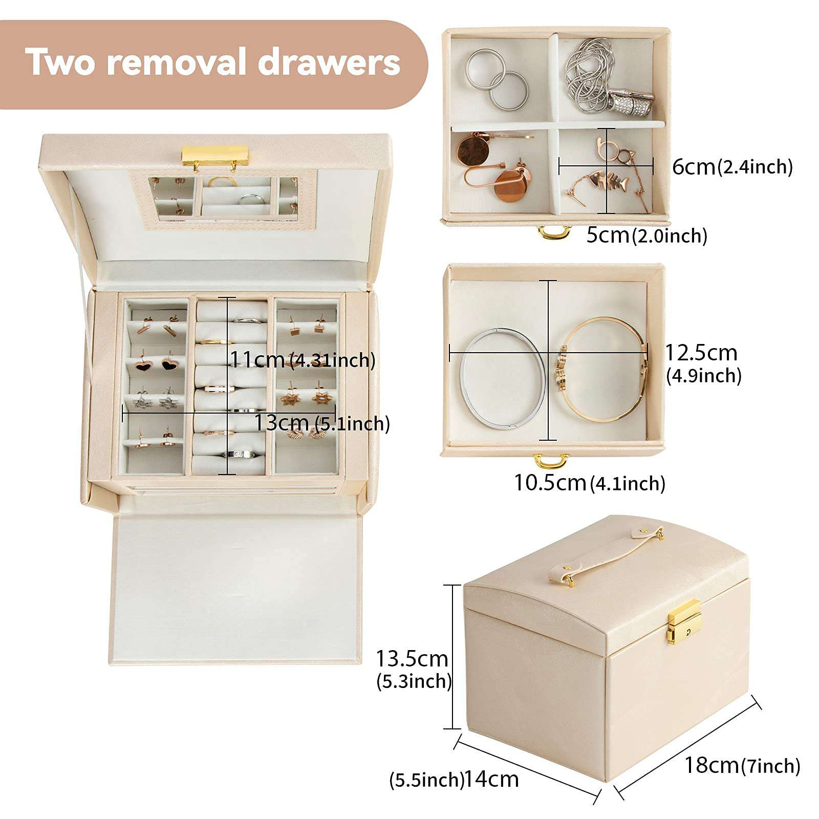 PU Leather Jewelry Storage Box Travel Jewelry Organizer