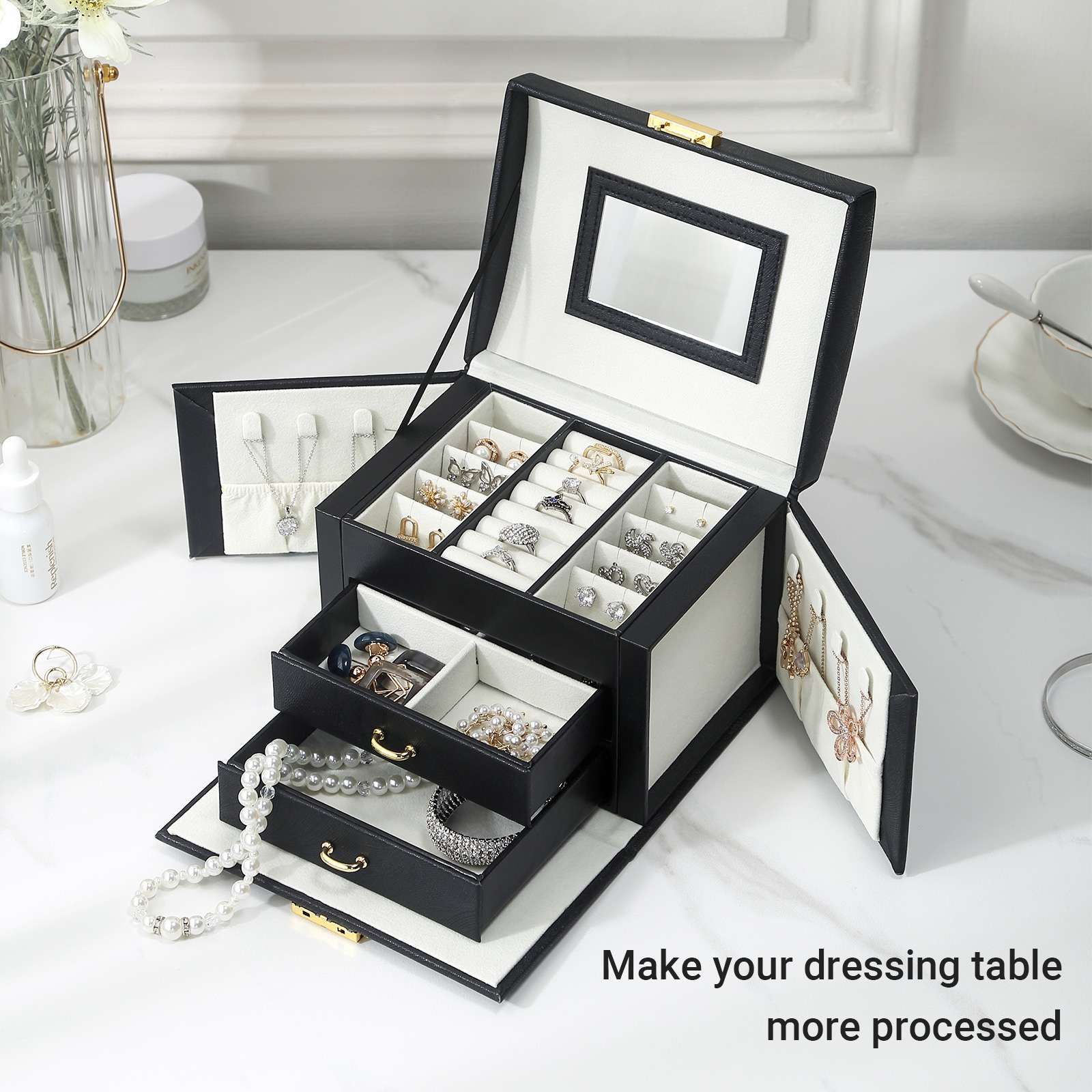 PU Leather Jewelry Storage Box Travel Jewelry Organizer