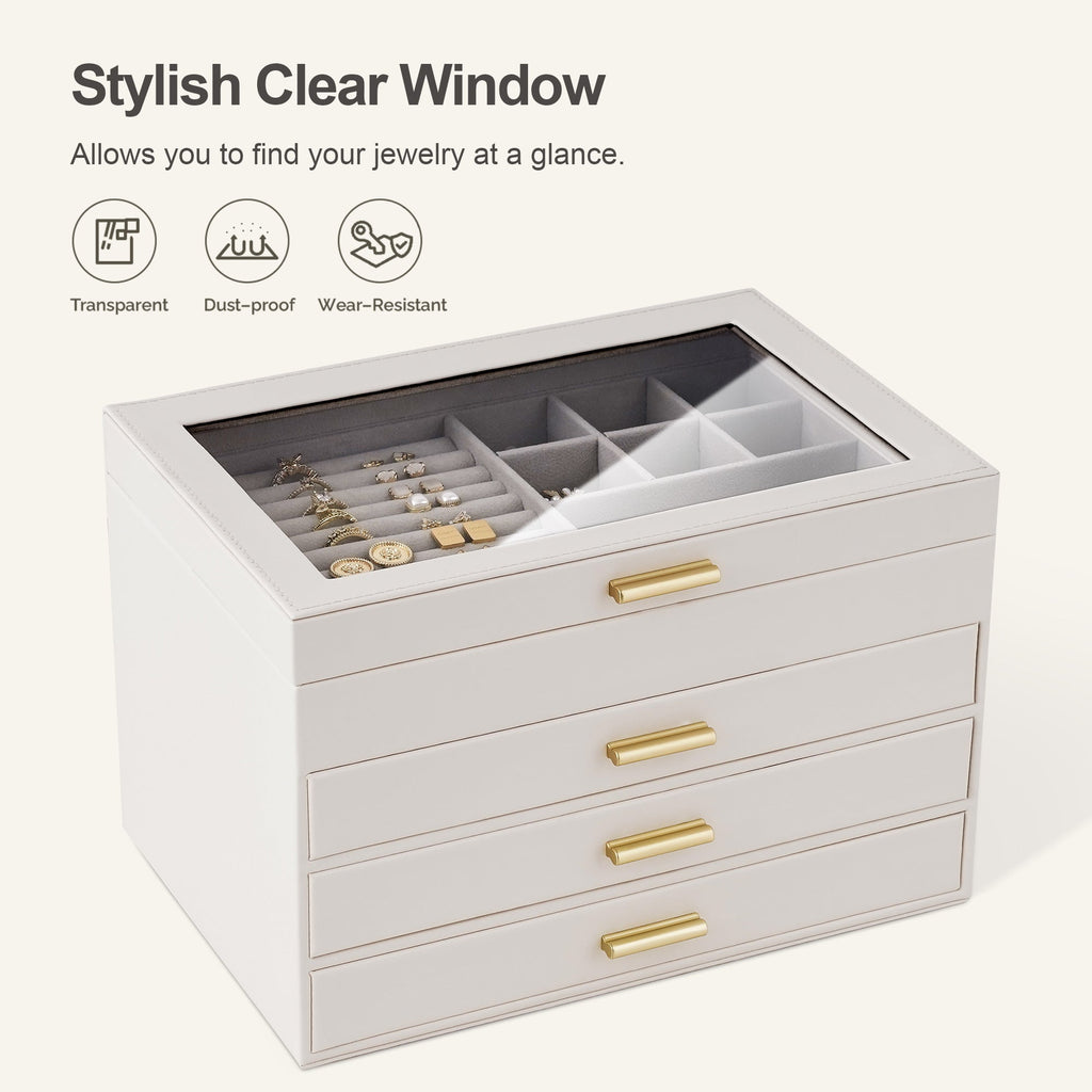 4-Layer Jewelry Organizer with Clear Lid