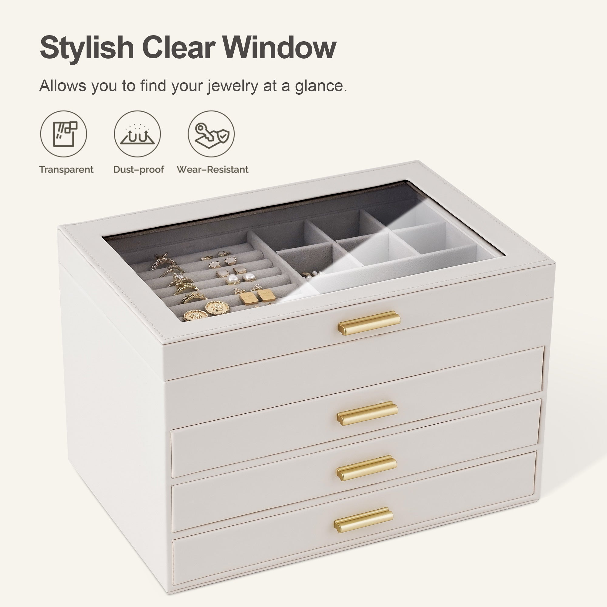 4-Layer Jewelry Organizer with Clear Lid