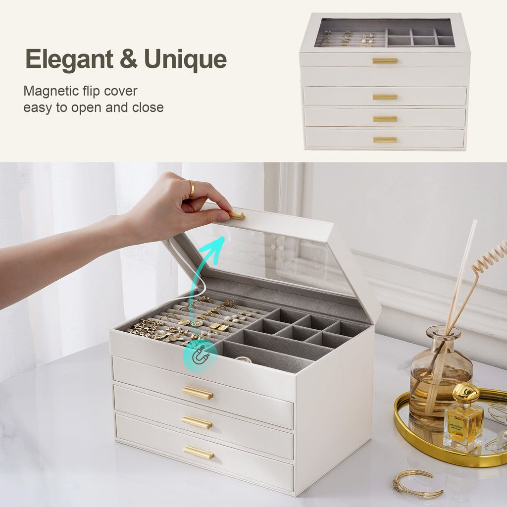 4-Layer Jewelry Organizer with Clear Lid
