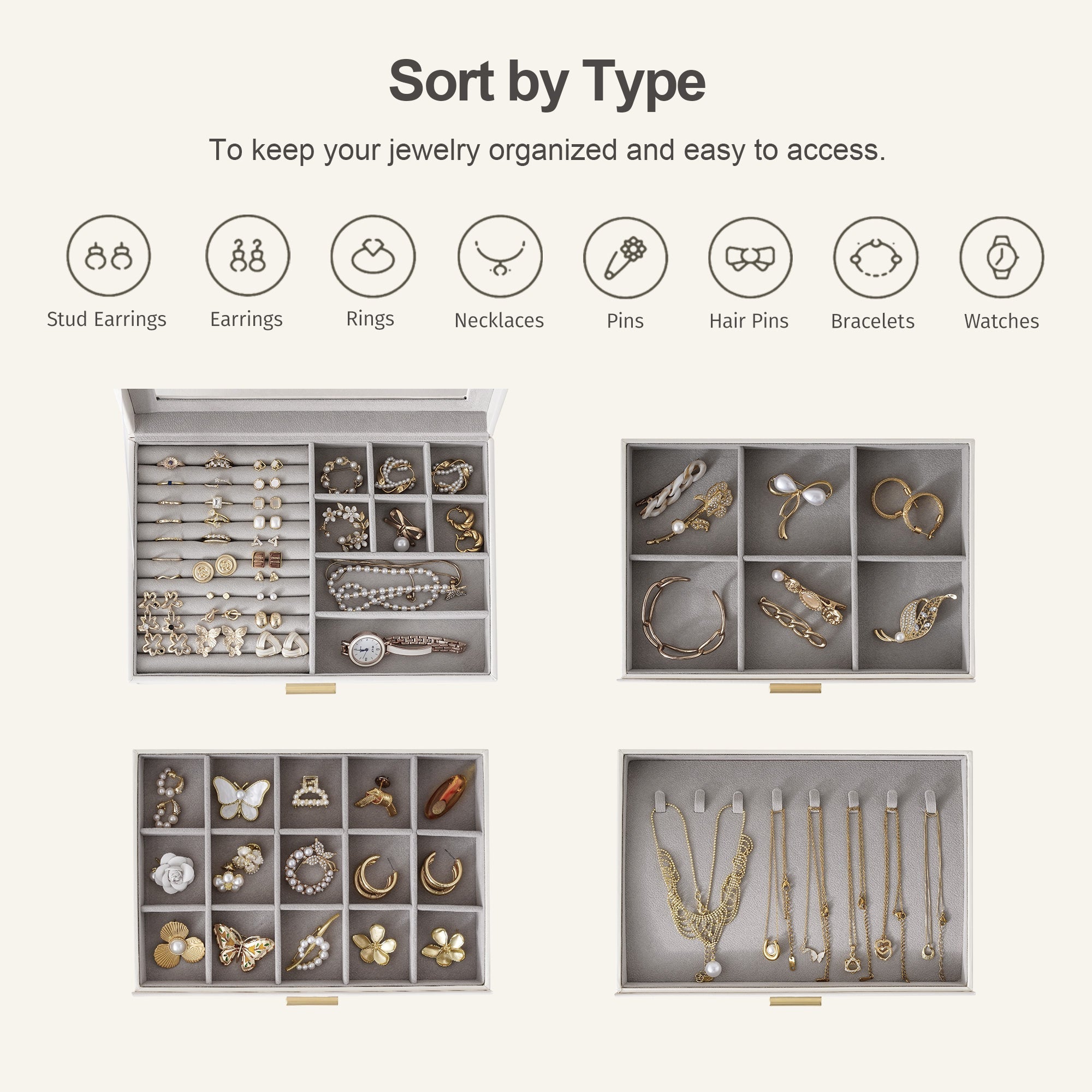 4-Layer Jewelry Organizer with Clear Lid