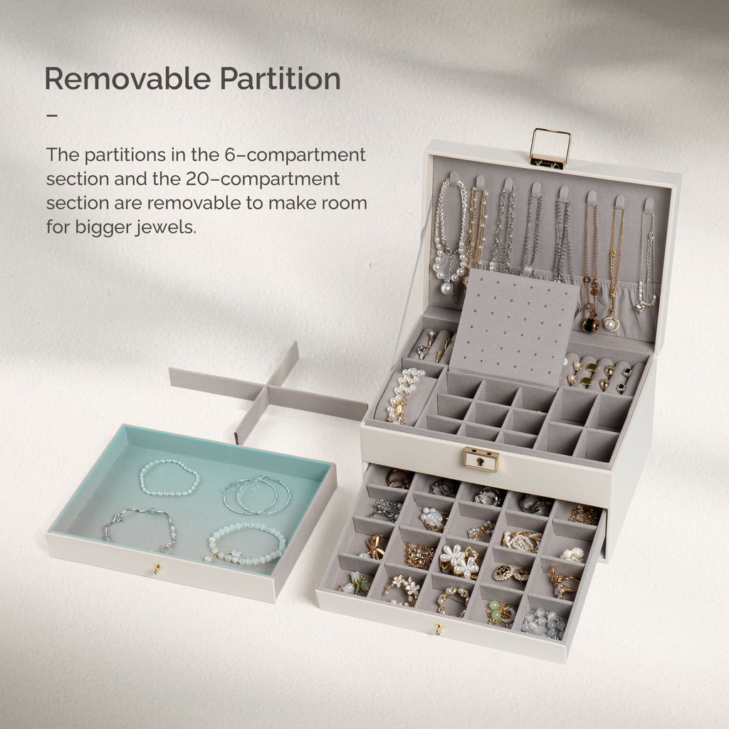 3 Layers PU Leather Jewelry Storage Box with Lock